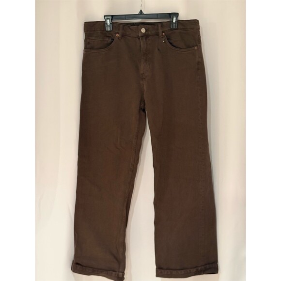 Levi's Denim - ZARA Jeans Womens Size 12 Brown Straight Leg 5-Pocket High Rise Denim